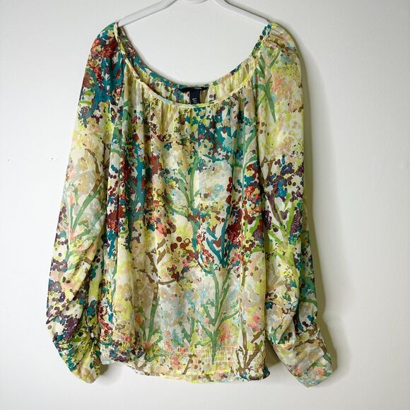 H&M Tops - H&M Pretty Flowy Voile Chiffon Lux Romantic Shirt Covered Buttons Sheer US 14
